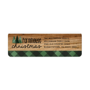 Étiquette Ferme Noël Buffalo Plaid Wood Retour
