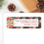 Étiquette Ferme Poinsettia Black Rustic Adresse de retour<br><div class="desc">De la Farmhouse Poinsettia Christmas & Holiday Collection : Farmhouse Poinsettia Black Rustic Chic Étiquette de adresse, avec belle typographie Police "Holiday Cheer" Holiday Greeting, et Nom et adresse de famille personnalisée. Customisez facilement le texte pour ce joli Modèle étiquette de Noël. Dans 4 options de colorway différentes, cette option...</div>