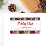 Étiquette Ferme Poinsettia Black Rustic Gite Cheval<br><div class="desc">De la Farmhouse Poinsettia Christmas & Holiday Collection : Farmhouse Poinsettia White Rustic Holiday Cheer Étiquette de adresse, avec belle typographie Police "Holiday Cheer" Holiday Greeting, et le nom et l'adresse de famille personnalisée. Customisez facilement le texte pour ce joli Modèle étiquette de Noël. Dans 4 options de colorway différentes,...</div>