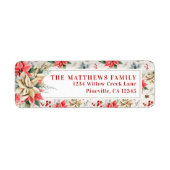 Étiquette Ferme Poinsettia Rustic Wood Adresse de retour (Devant)