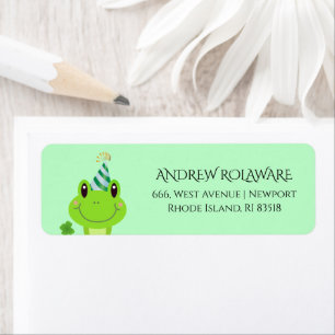 Étiquette Fermeture de grenouille Adresse de retour Vert