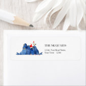 Étiquette Festif aquarelle Lions de mer (En situation)