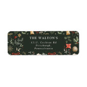 Étiquette Festif botanique d'hiver Retour Adresse Noël (Devant)