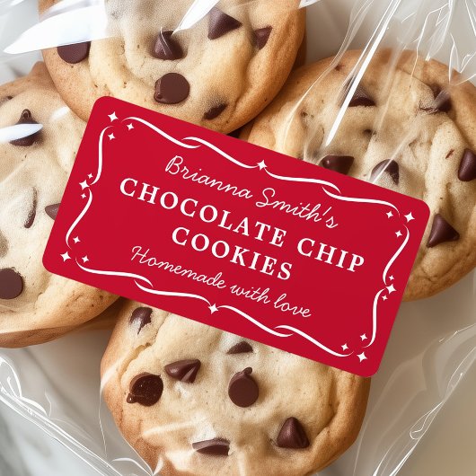 Étiquette Festif frontière rouge cuisine de Noël