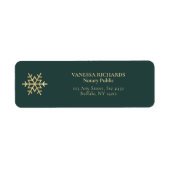 Étiquette Festif Green Snowflake Notaire Public Return (Devant)