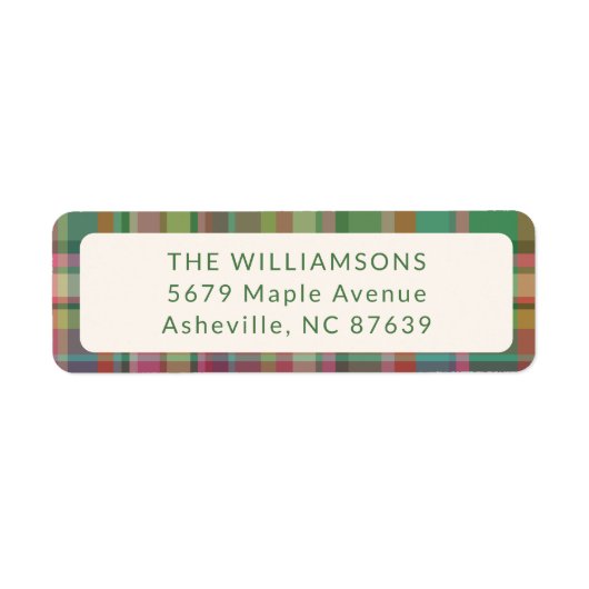 Étiquette Festif Retro Noël Plaid Mignonne Preppy Adresse (Devant)