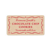 Étiquette Festif rouge Kraft look cuisine cuisine de cuisson (Devant)