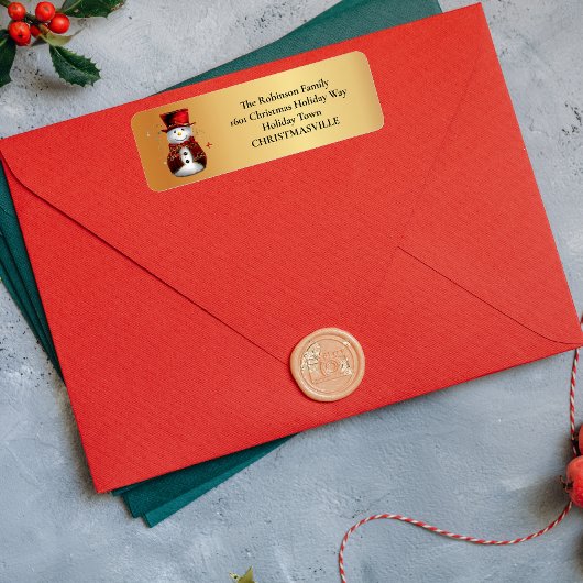 Étiquette Festif Snowman à Noël d'or