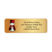 Étiquette Festif Snowman à Noël d'or (Devant)