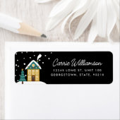 Étiquette Festif Winter Holiday House Retourner Adresse étiq (En situation)