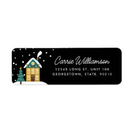 Étiquette Festif Winter Holiday House Retourner Adresse étiq