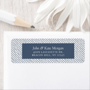 Étiquette Festin Blue Holiday Stripes Adresse de retour