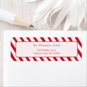 Étiquette Festive Candy Cane Stripe Christmas Return Address (En situation)