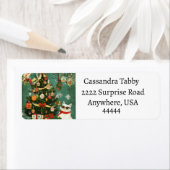 Étiquette Festive Cat and Christmas Tree Labels (En situation)