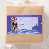 Étiquette Festive de nuit étoilée Chihuahua à Santa Hat (En situation)