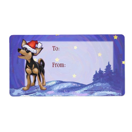 Étiquette Festive de nuit étoilée Chihuahua à Santa Hat (Devant)