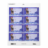 Étiquette Festive de nuit étoilée Chihuahua à Santa Hat (Feuille entière)