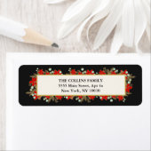 Étiquette Festive, élégante main dessinée Poinsettias rouges (En situation)