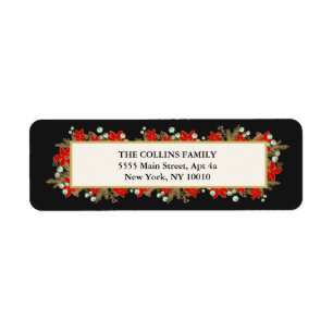 Étiquette Festive, élégante main dessinée Poinsettias rouges