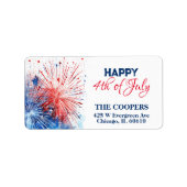 Étiquette Festive Fireworks Happy 4 juillet Custom (Devant)