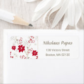 Étiquette Festive Fleurs de Noël | Adresse beige rouge (En situation)