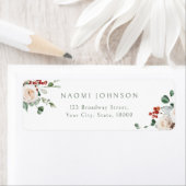 Étiquette Festive Floral Christmas Holiday Return Address (En situation)