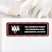 Étiquette Festive Holiday Bowling Return Address  (En situation)