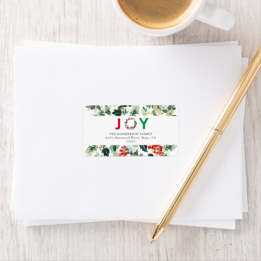 Étiquette Festive Joy Elegant Return Address Label (En situation)