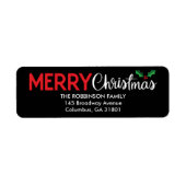 Étiquette Festive Joyeux Noël Adresse de retour (Devant)