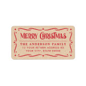 Étiquette Festive Joyeux Noël Kraft look retour adresse (Devant)