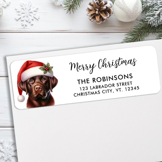 Étiquette Festive Labrador Dog Cute Christmas Retourner l'ad