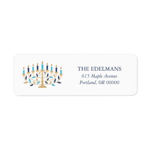 Étiquette Festive Menorah Hanoukka (Devant)