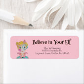 Étiquette Festive Minimale de Noël Main tiré Elf Casquette (En situation)