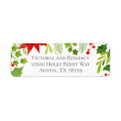 Étiquette Festive Noël Botanique Adresse de retour (Devant)