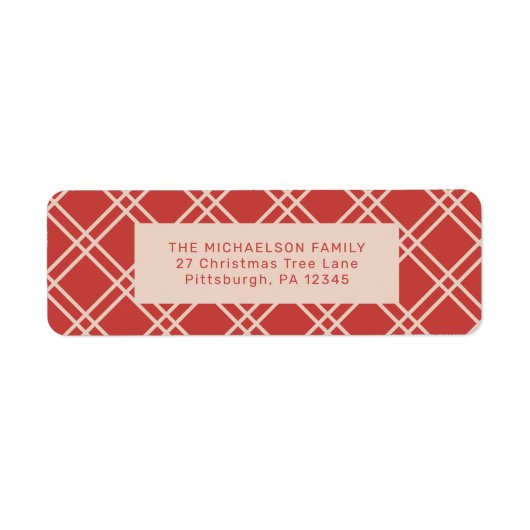 Étiquette Festive Noël rouge et crème chèque retour (Devant)