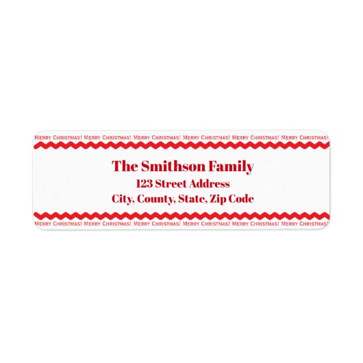 Étiquette Festive Red and White Merry Christmas Address (Devant)