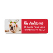 Étiquette Festive Red Dog Photo Holiday Adresse de retour (Devant)