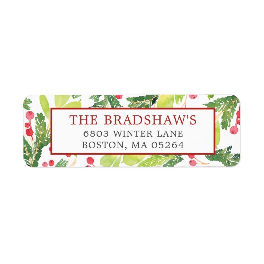 Étiquette Festive Winter Berries Adresse de retour (Devant)