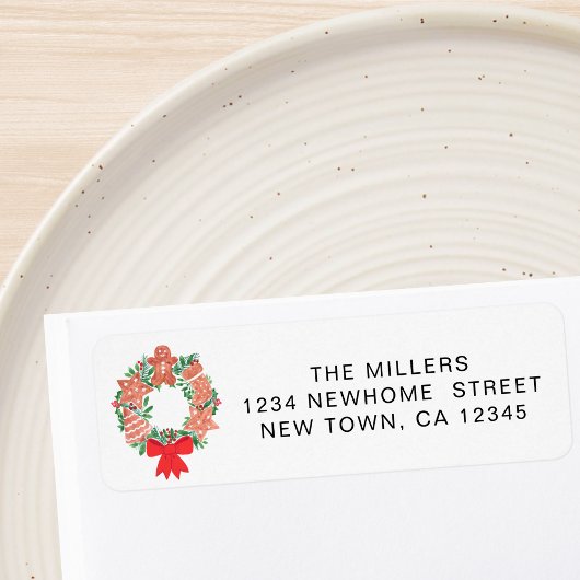 Étiquette Festive Wreath Return Address