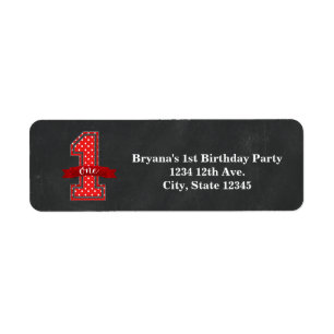 Étiquette Fête d'anniversaire 1 an 1ère année pois rouge et