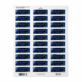 Étiquette Fête d'anniversaire Bleu Nuit et Marbre d'Agate Ar (Feuille entière)