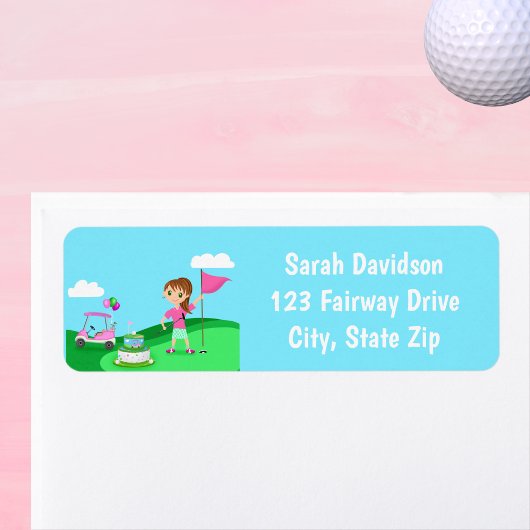 Étiquette Fête d'anniversaire de fille chibi au golf Par-Tee