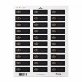 Étiquette Fête d'anniversaire de masquerade noir or (Feuille entière)