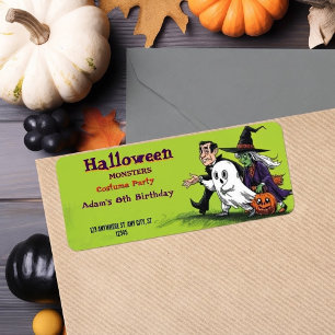 Étiquette Fête d'anniversaire d'Halloween pour enfants Hallo