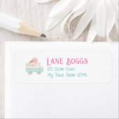 Étiquette Fête d'anniversaire du camion à glace Retro (En situation)