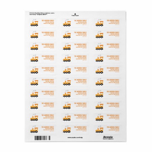 Étiquette Fête d'anniversaire du train (Feuille entière)