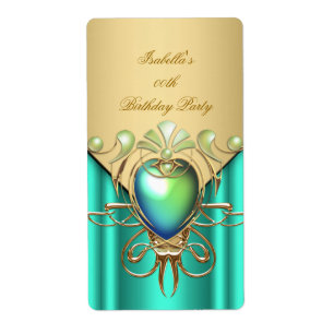 Étiquette Fête d'anniversaire élégante verte émeraude jade o