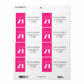 Étiquette Fête d'anniversaire rose chaud moderne 21e Vingt e (Feuille entière)
