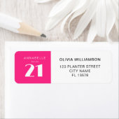 Étiquette Fête d'anniversaire rose chaud moderne 21e Vingt e (En situation)