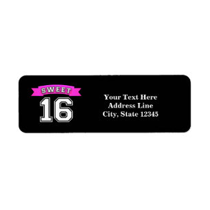 Étiquette Fête d'anniversaire sportive Black & Pink pour 16 